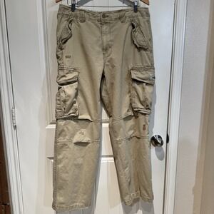 Aéropostale 036 Cargo Pants Mens 34x32 Khaki Y2K Utility Strap Distressed Skater